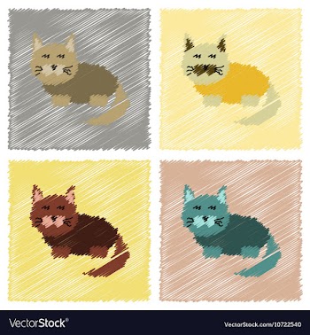 Assembly flat shading style icons pet cat vector image