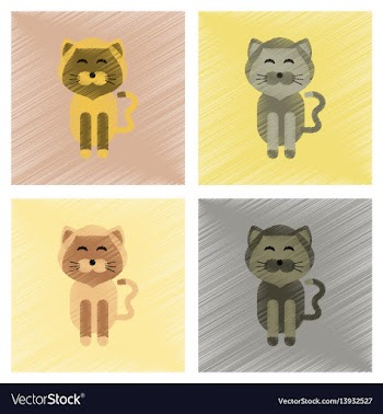 Assembly flat shading style icons pet cat vector image