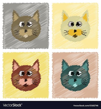 Assembly flat shading style icons pet cat vector image