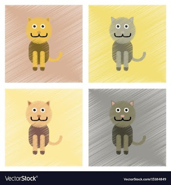 Assembly flat shading style icons pet cat vector image