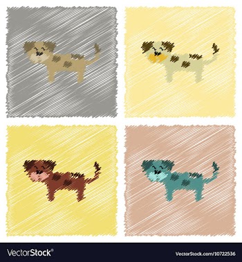 Assembly flat shading style icons pet dog vector image