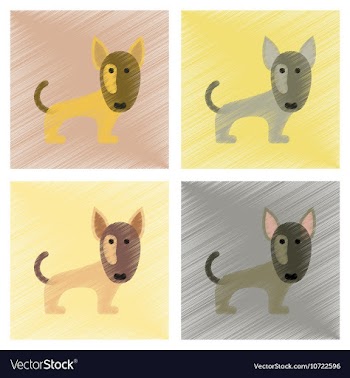 Assembly flat shading style icons pet dog vector image