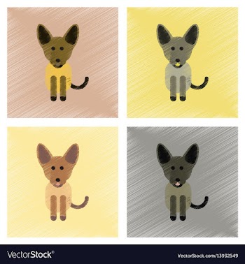 Assembly flat shading style icons pet dog vector image