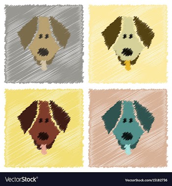 Assembly flat shading style icons pet dog vector image