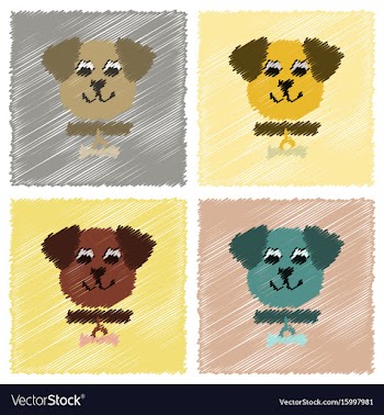 Assembly flat shading style icons pet dog vector image
