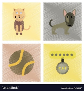 Assembly flat shading style icons pets and vector image