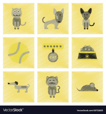 Assembly flat shading style icons pets and vector image