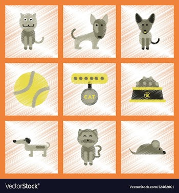 Assembly flat shading style icons pets and vector image