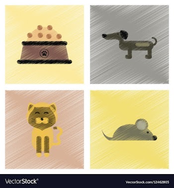 Assembly flat shading style icons pets and vector image