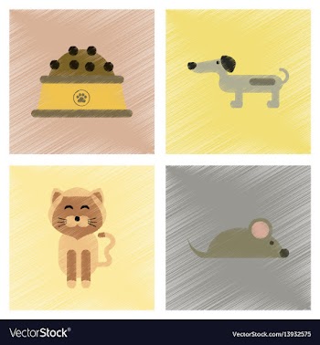 Assembly flat shading style icons pets and vector image