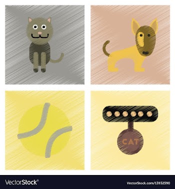 Assembly flat shading style icons pets and vector image