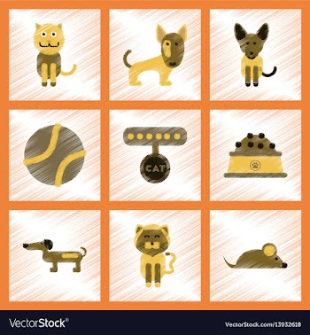 Assembly flat shading style icons pets and vector image