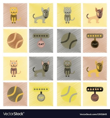 Assembly flat shading style icons pets and vector image