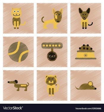 Assembly flat shading style icons pets and vector image