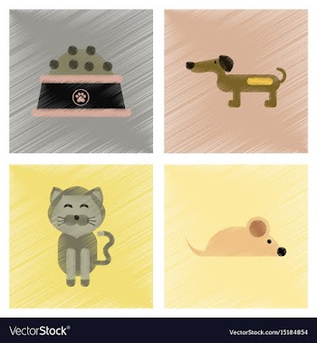 Assembly flat shading style icons pets and vector image