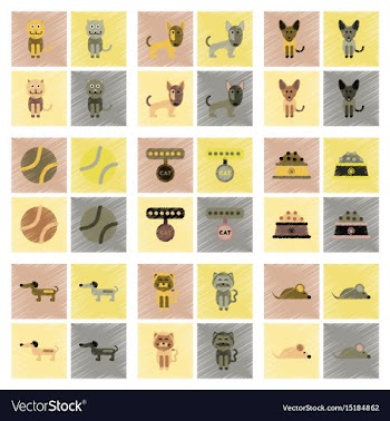 Assembly flat shading style icons pets and vector image