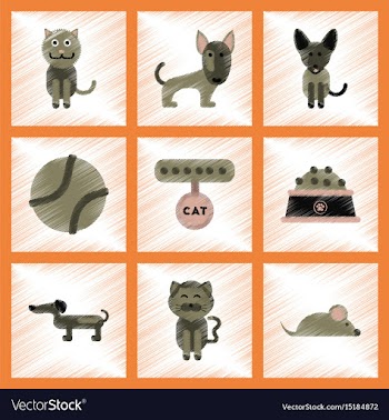 Assembly flat shading style icons pets and vector image