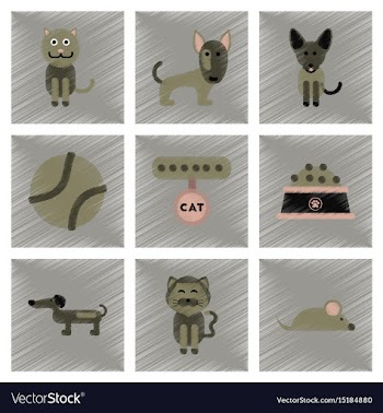 Assembly flat shading style icons pets and vector image