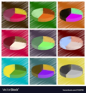 Assembly flat shading style icons pie chart vector image