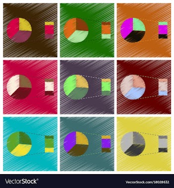 Assembly flat shading style icons pie chart vector image