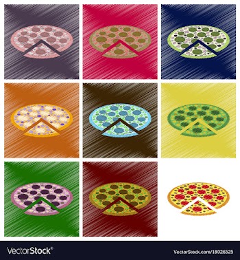 Assembly flat shading style icons pizza food vector image