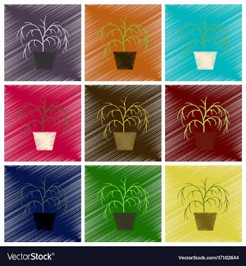 Assembly flat shading style icons plant in a pot vector image