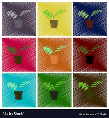 Assembly flat shading style icons plant in a pot vector image