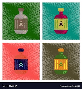 Assembly flat shading style icons potion in bottle vector image
