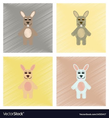 Assembly flat shading style icons rabbit bunny vector image