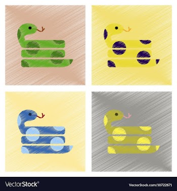Assembly flat shading style icons reptile snake vector image