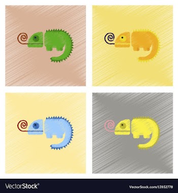 Assembly flat shading style icons reptile vector image