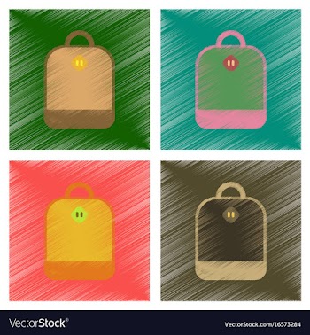 Assembly flat shading style icons school bag vector image