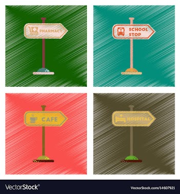 Assembly flat shading style icons school stop vector image