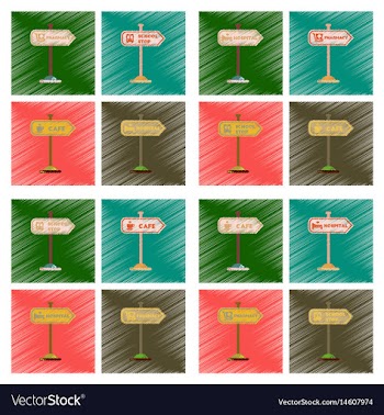 Assembly flat shading style icons school stop vector image