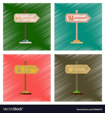 Assembly flat shading style icons school stop vector image