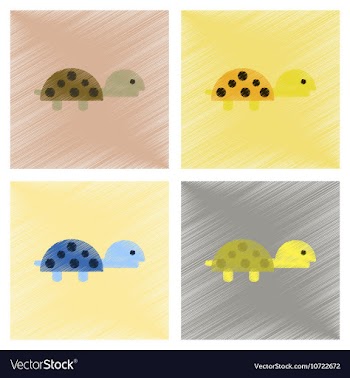 Assembly flat shading style icons sea turtle vector image