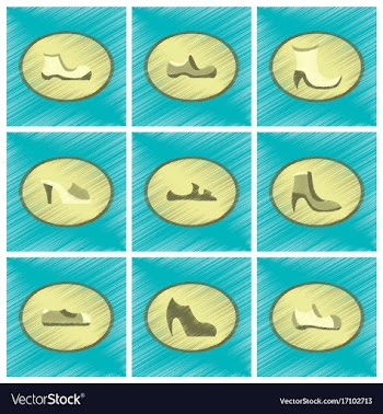 Assembly flat shading style icons shoes vector image
