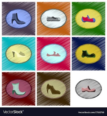 Assembly flat shading style icons shoes vector image