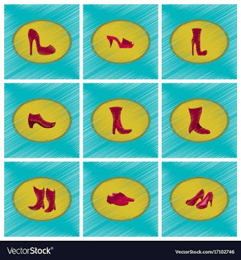 Assembly flat shading style icons shoes vector image