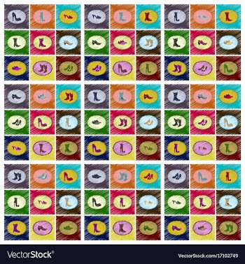 Assembly flat shading style icons shoes vector image