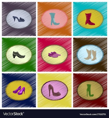 Assembly flat shading style icons shoes vector image