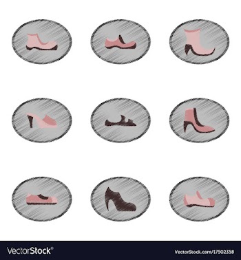 Assembly flat shading style icons shoes vector image