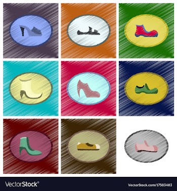 Assembly flat shading style icons shoes vector image