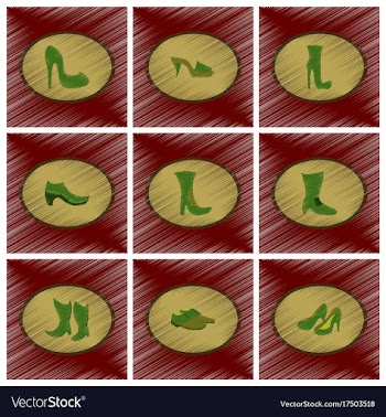 Assembly flat shading style icons shoes vector image