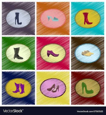 Assembly flat shading style icons shoes vector image