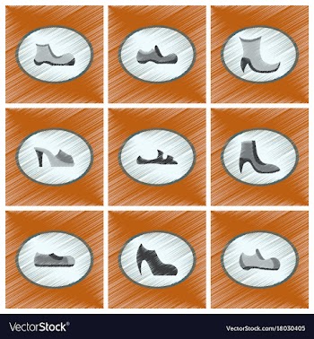 Assembly flat shading style icons shoes vector image