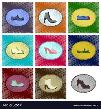 Assembly flat shading style icons shoes vector image