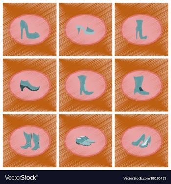 Assembly flat shading style icons shoes vector image