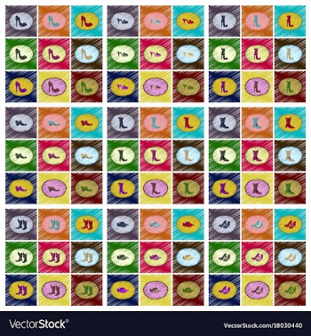 Assembly flat shading style icons shoes vector image