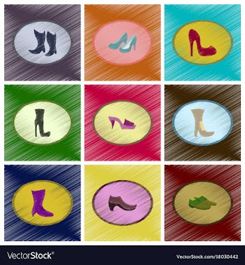 Assembly flat shading style icons shoes vector image